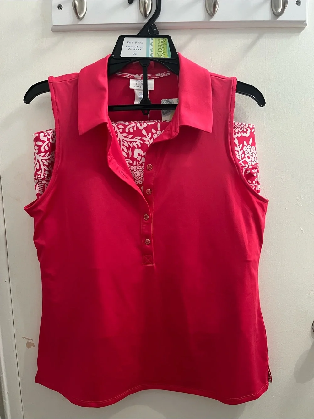 Sigrid Olsen Sleeveless Polo Set- Bright Pink Tank w/matching skort.